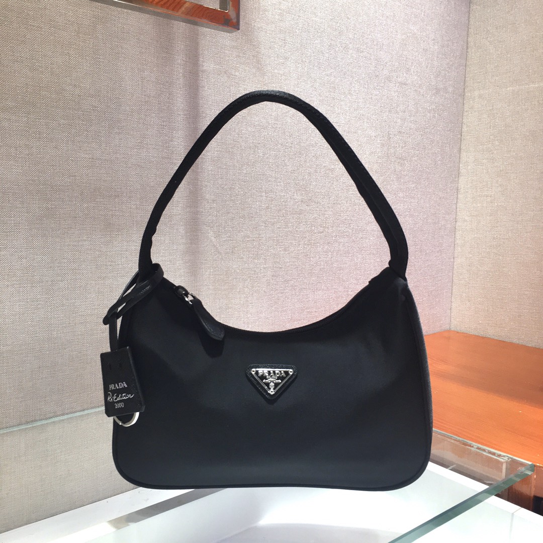 Prada Mini Re Nylon Re Edition 2000 Hobo Bag Handbag Black 1NE515